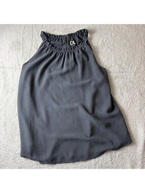DL Dailylook Tank Top Small Kaitlyn Black Charcoal Halter Neck Ruched Whimsy